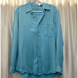 Indigo Palms turquoise blue shirt .  Men’s Large